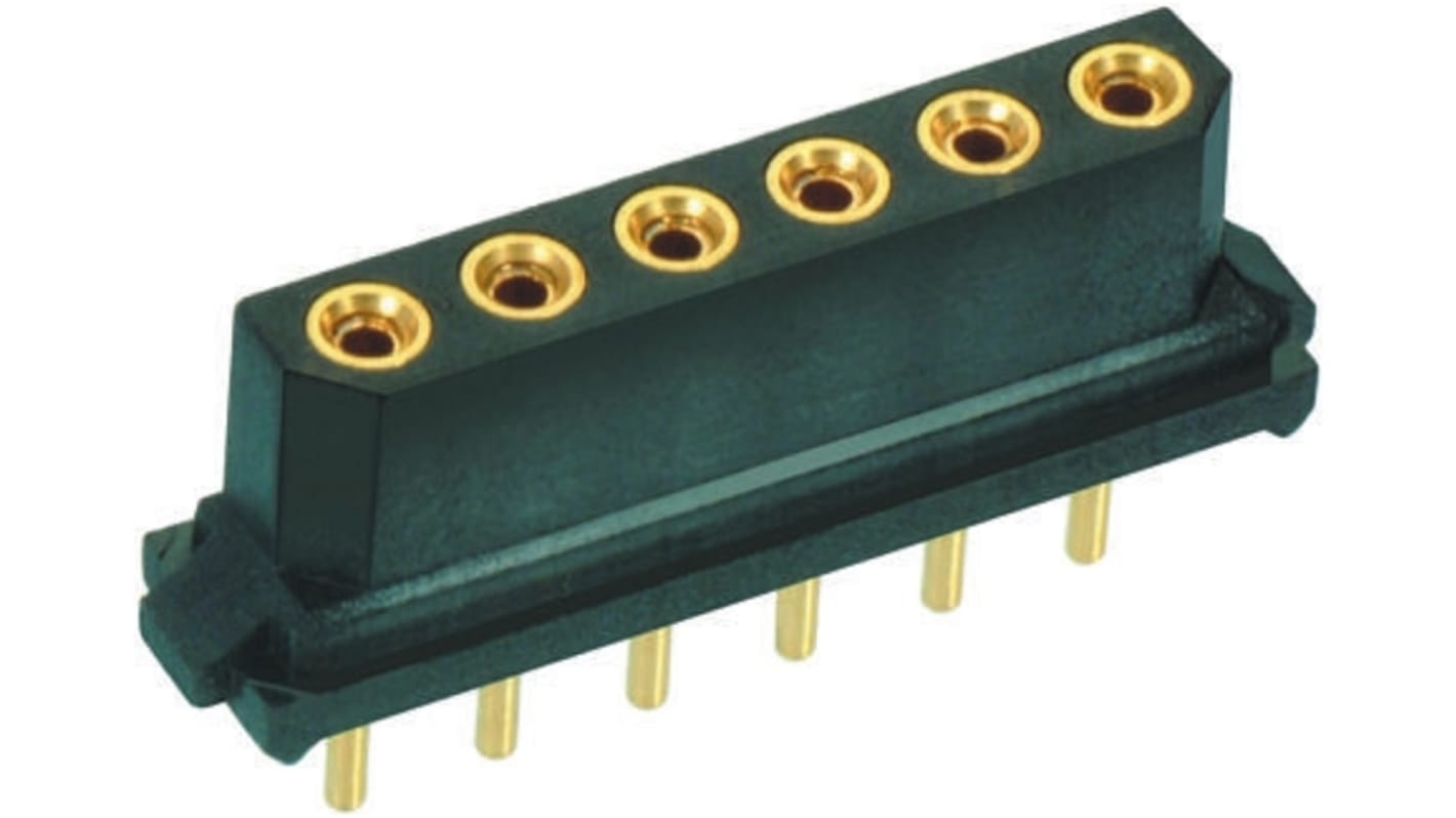 HARWIN m80 Series Straight Through Hole Mount PCB Socket, 7-Contact, 1-Row, 2mm Pitch, Solder Termination