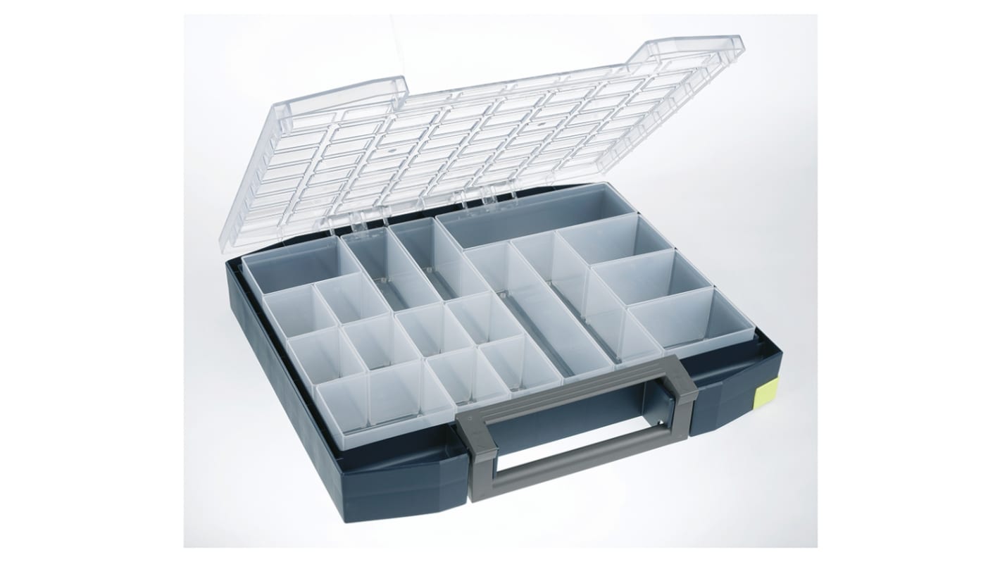 Raaco 18 Cell Blue PC, PP Compartment Box, 78mm x 465mm x 401mm