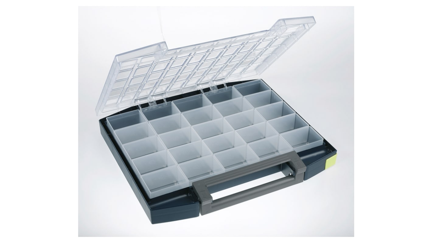 Raaco 25格零件收纳盒, 421mm x 55mm x 361mm, PC, PP, 蓝色, Boxxser 55 5x10-25