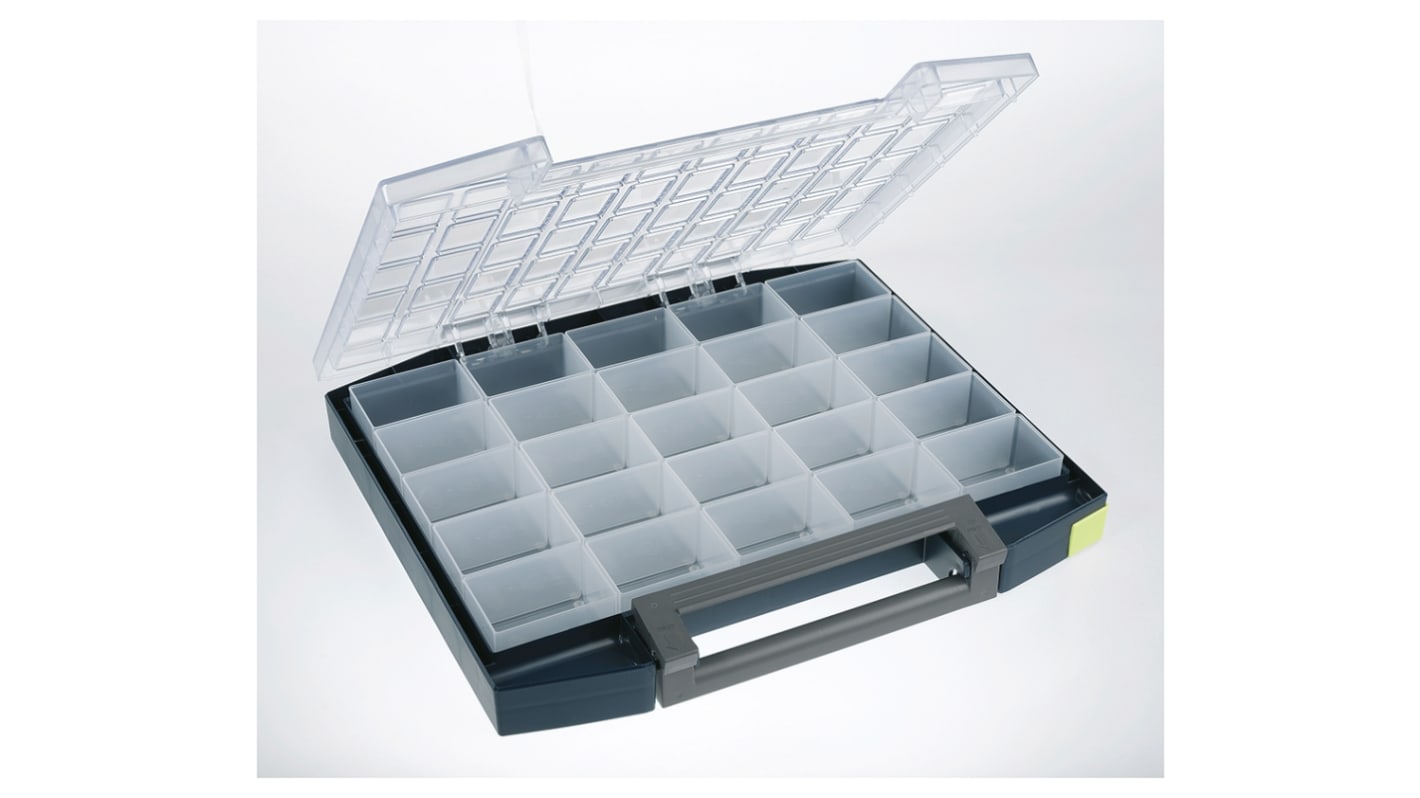 Caja organizadora Raaco de 25 compartimentos de PC, PP Azul, 421mm x 361mm x 55mm