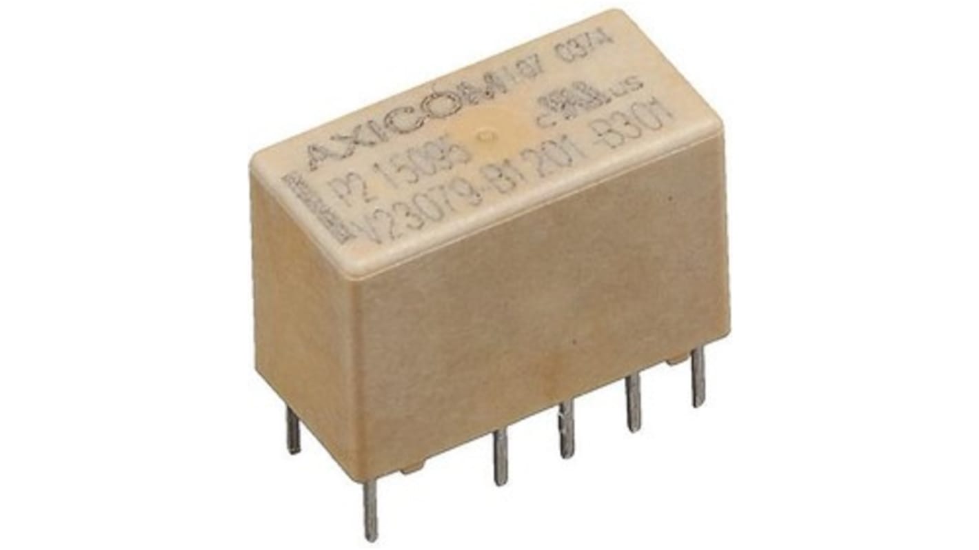 TE Connectivity 信号继电器, 5V 直流线圈, DPDT, PCB安装, 2A切换, 闭锁型, Axicom系列