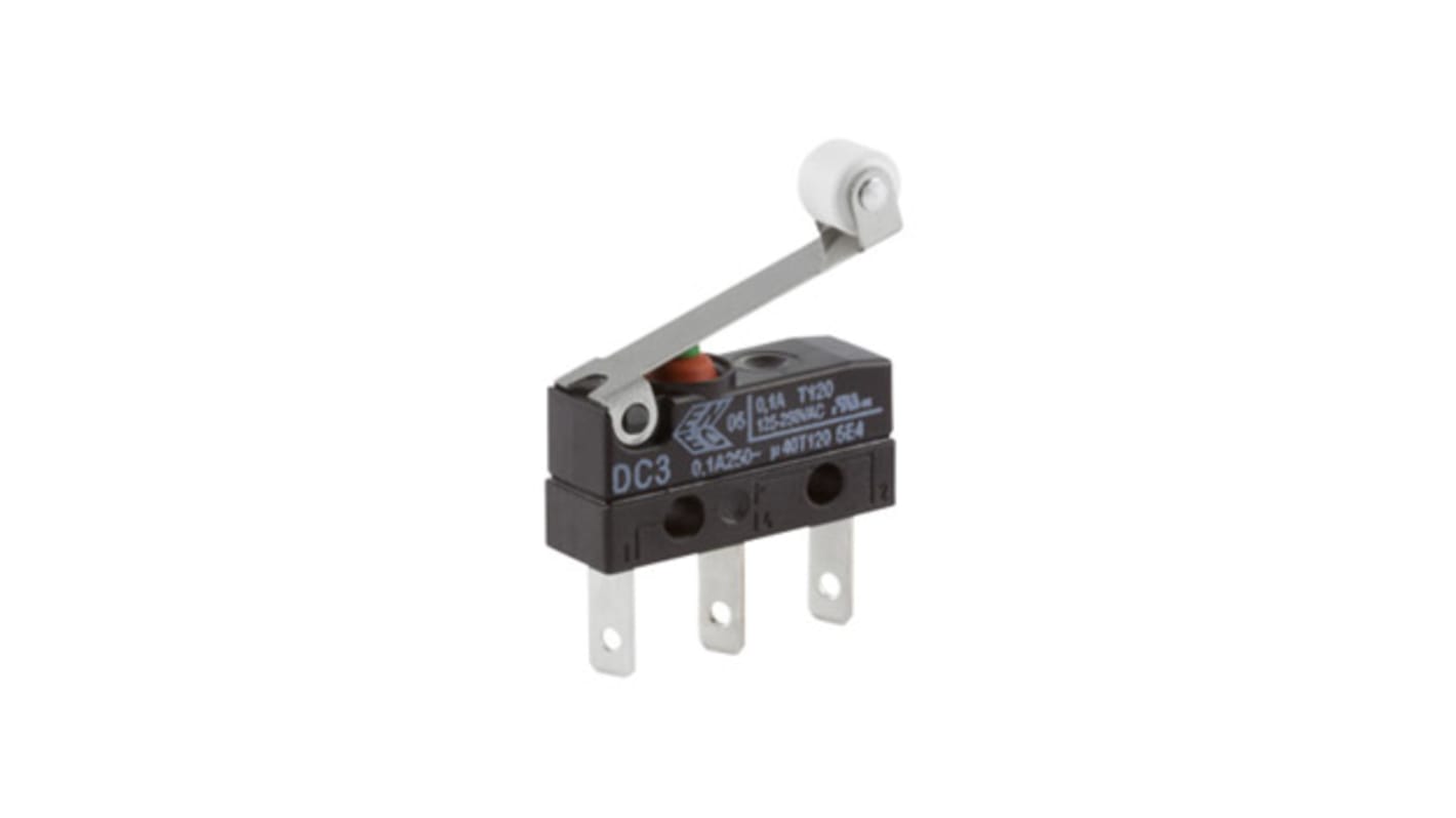 Microinterruptor, Palanca de Rodillo SPDT 100 mA a 30 V dc
