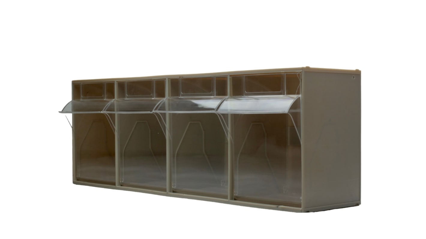 RS PRO 4 Tilt Drawer Unit, PP, 206mm x 600mm x 178mm