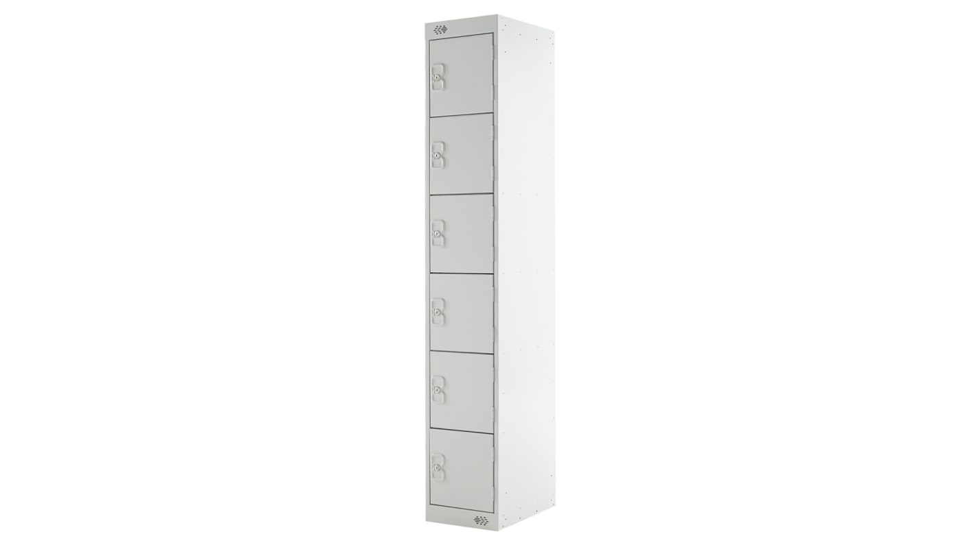RS PRO Industrieschrank, Türanzahl: 6 Stahl, Grau, 1800 mm x 300 mm x 450mm