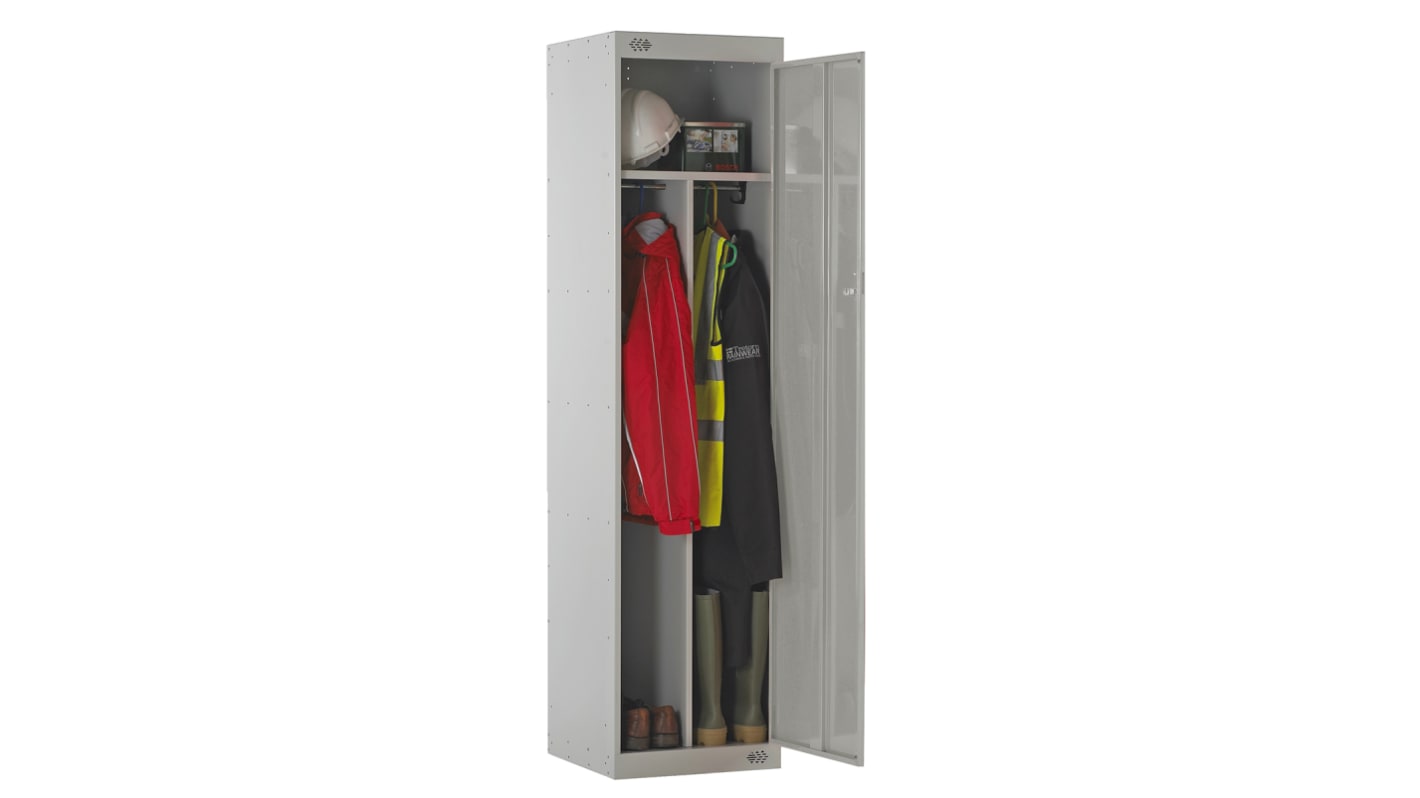RS PRO 1 Door Steel Grey Locker, 1800 mm x 450 mm x 450mm