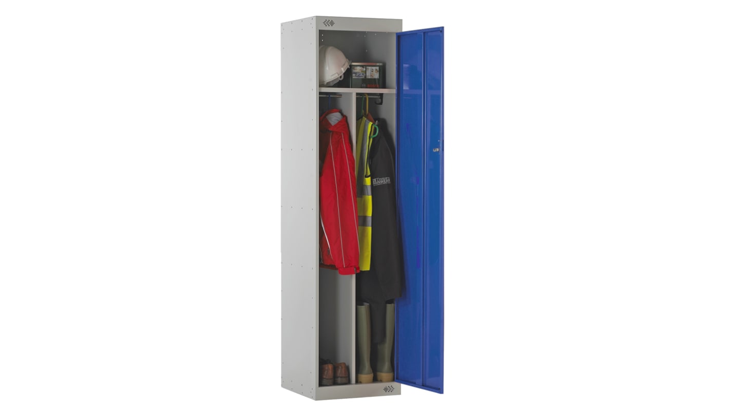 RS PRO 1 Door Steel Blue Locker, 1800 mm x 450 mm x 450mm