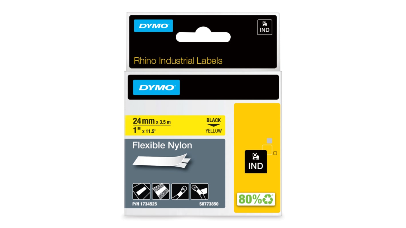 Dymo on Yellow Label Printer Tape