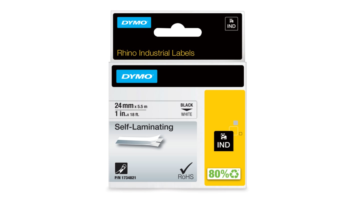 Dymo on White Label Printer Tape, 5.5 m Length, 24 mm Width