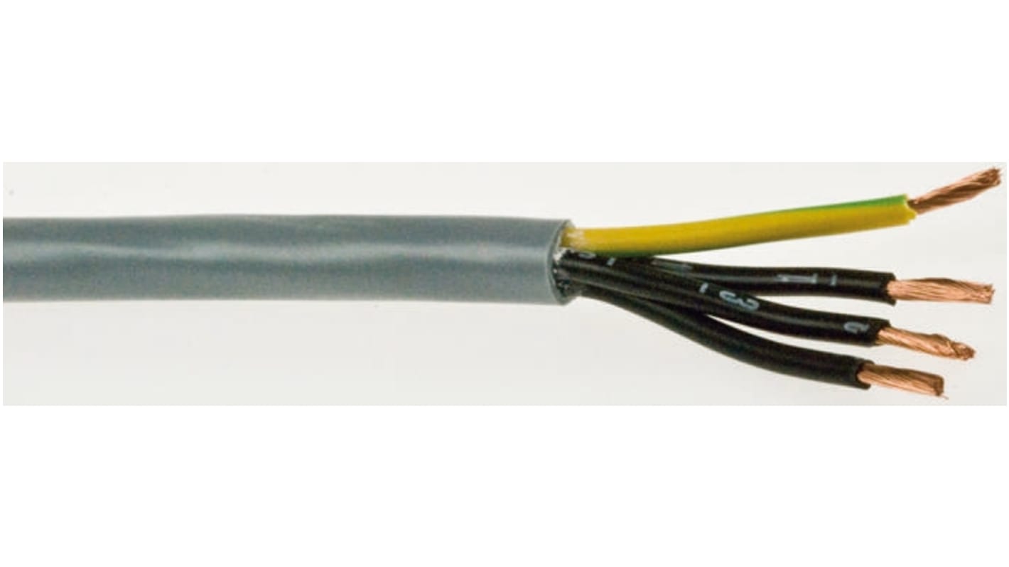 RS PRO Control Cable, 4 Cores, 2.5 mm², YY, Unscreened, 50m, Grey PVC Sheath, 13 AWG