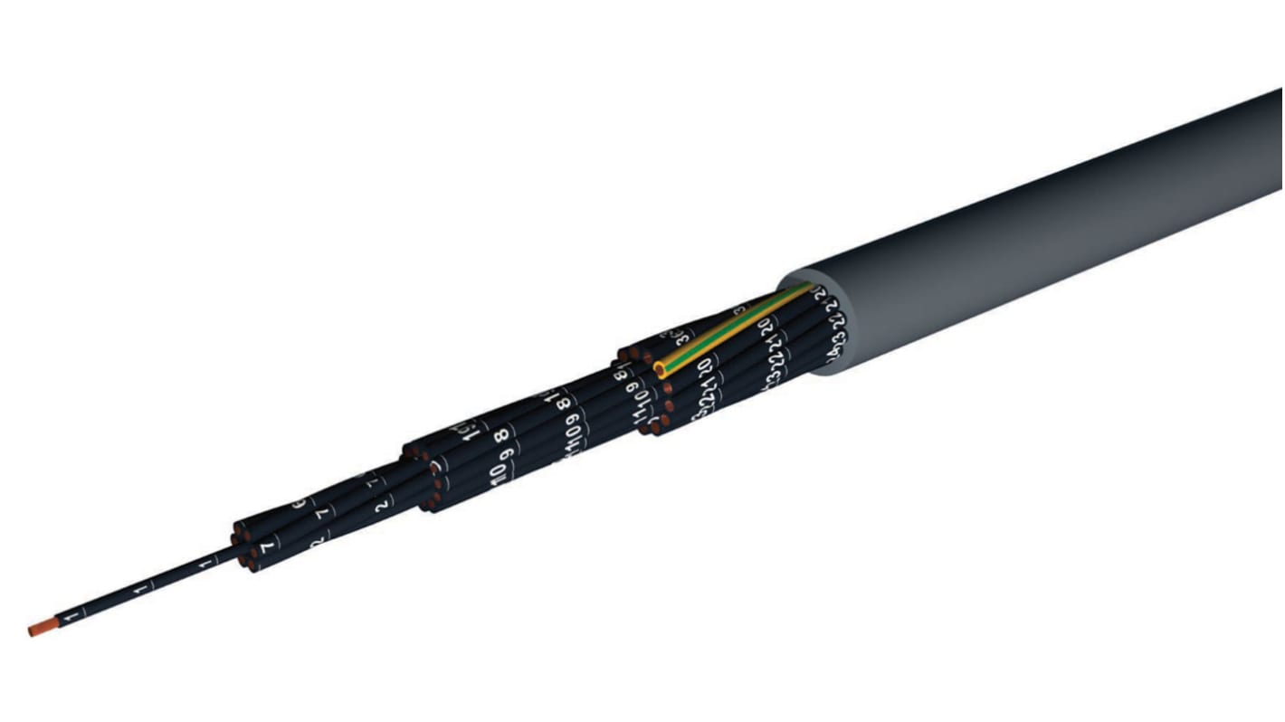 Câble de commande AXINDUS CAELIFLEX 300/500 V, 2 x 0,75 mm², 18 AWG, gaine PVC Gris, , 50m