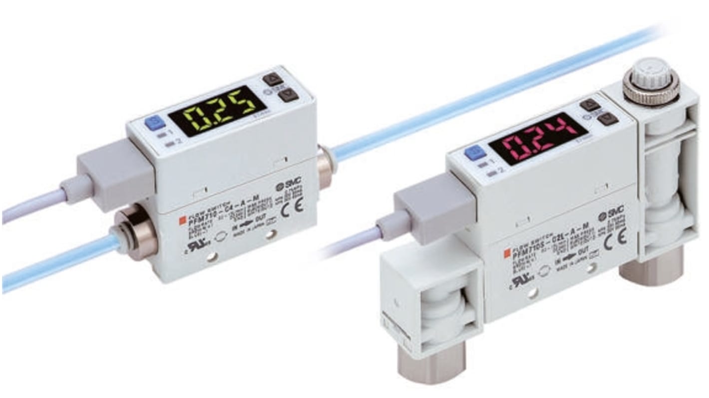 Regolatore di flusso SMC, flusso 2 → 100 l/min, PNP, Ø tubo 1/4 poll.