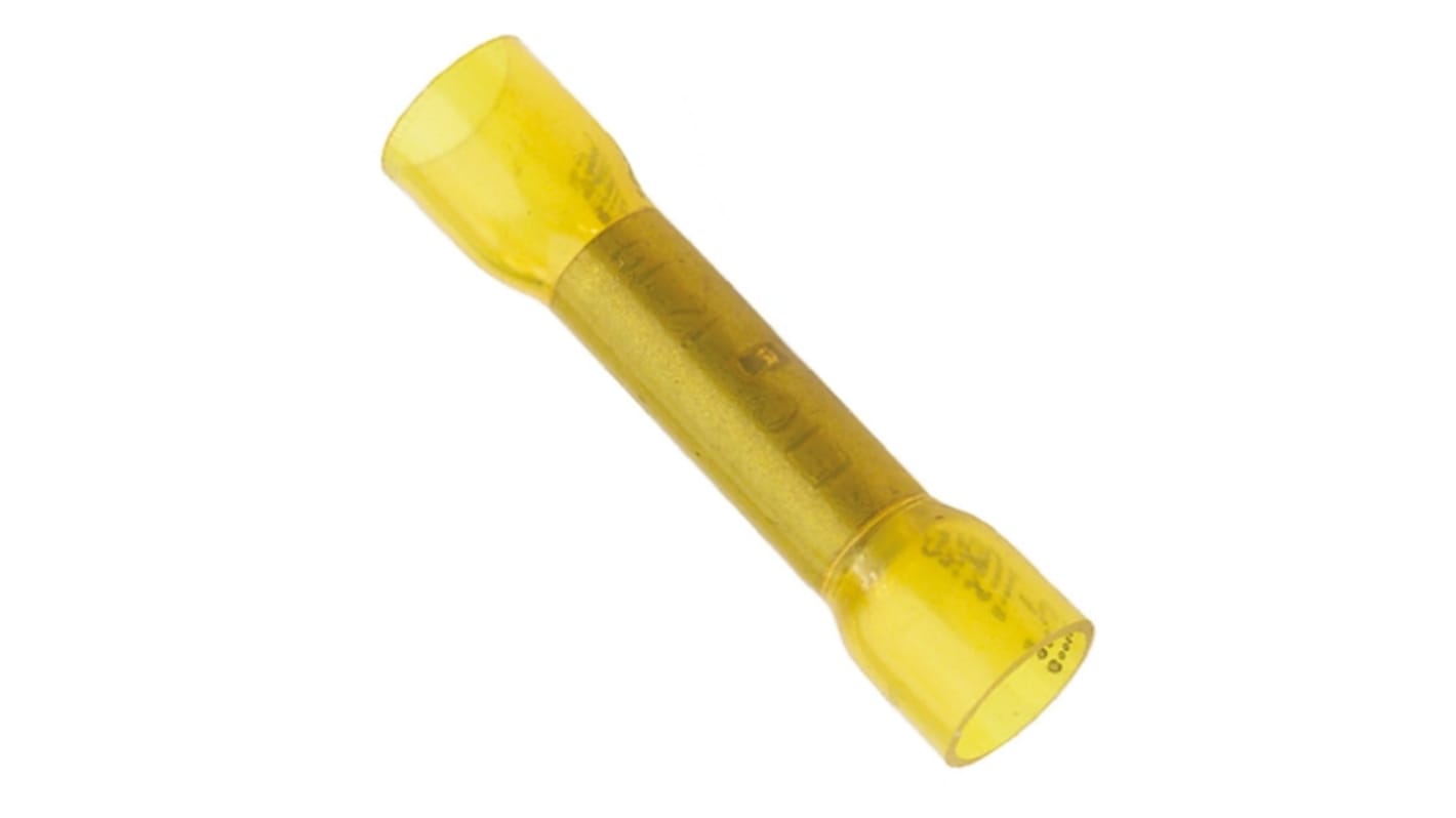 TE Connectivity DuraSeal 系列 黄色 绝缘 平接 电线接头连接器 DS-10-12-RS, 镀锡触点