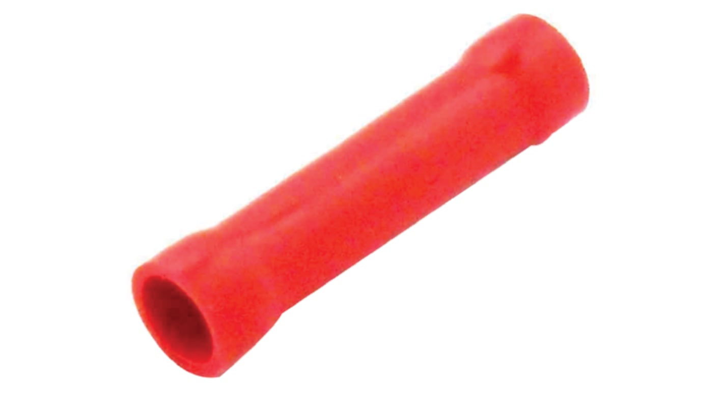 RS PRO Butt Splice Connector, Red, Insulated, Tin 22 → 16 AWG