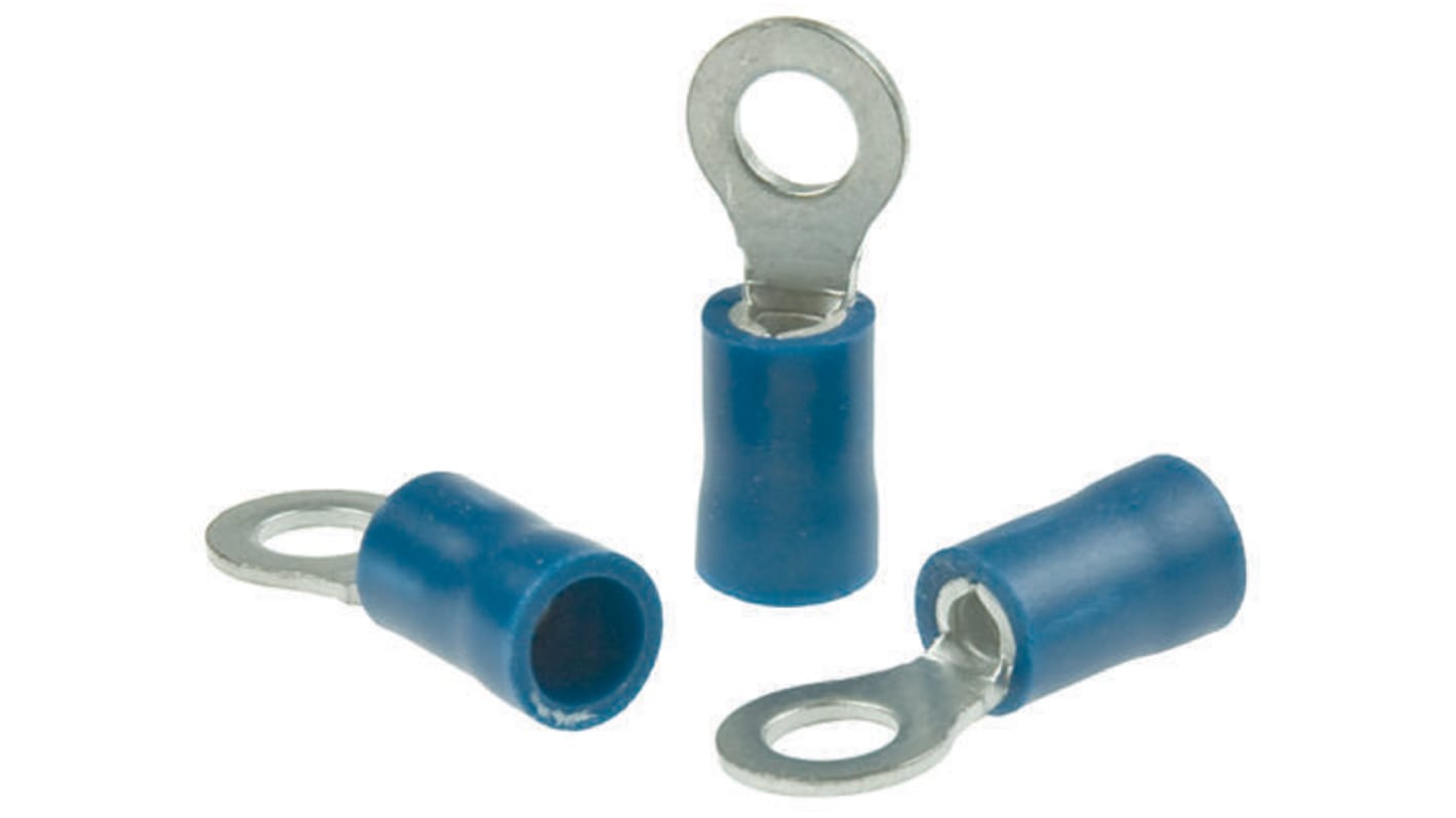 Terminale ad occhiello RS PRO Isolato, Ø perno M5, dimens. max filo 2.5mm², 14AWG, Blu