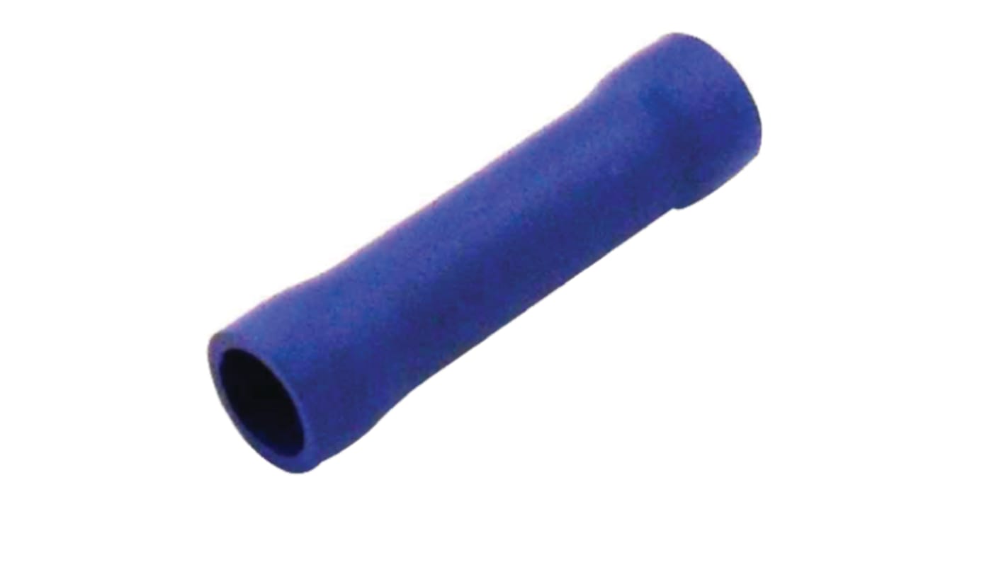 RS PRO Butt Splice Connector, Blue, Insulated, Tin 16 → 14 AWG