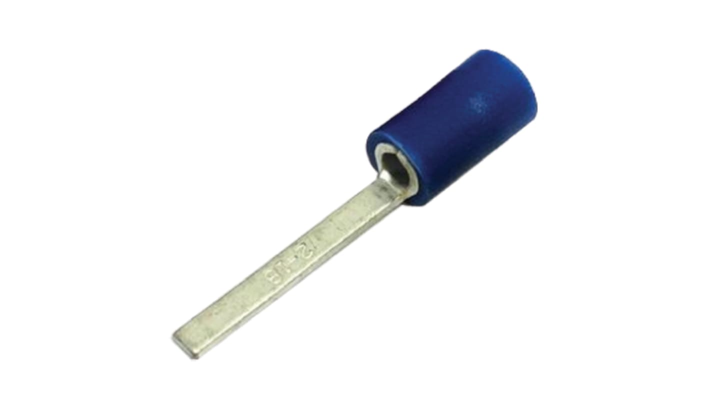 RS PRO Insulated Crimp Blade Terminal 18.1mm Blade Length, 1.5mm² to 2.5mm², 16AWG to 14AWG, Blue
