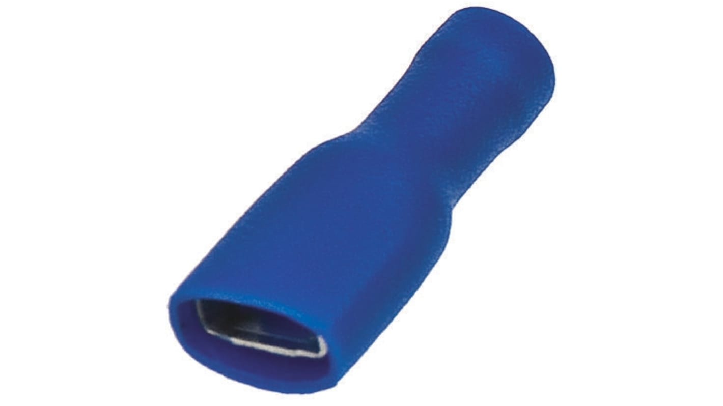 RS PRO Blue Insulated Female Spade Connector, Receptacle, 6.3 x 0.8mm Tab Size, 1.5mm² to 2.5mm²