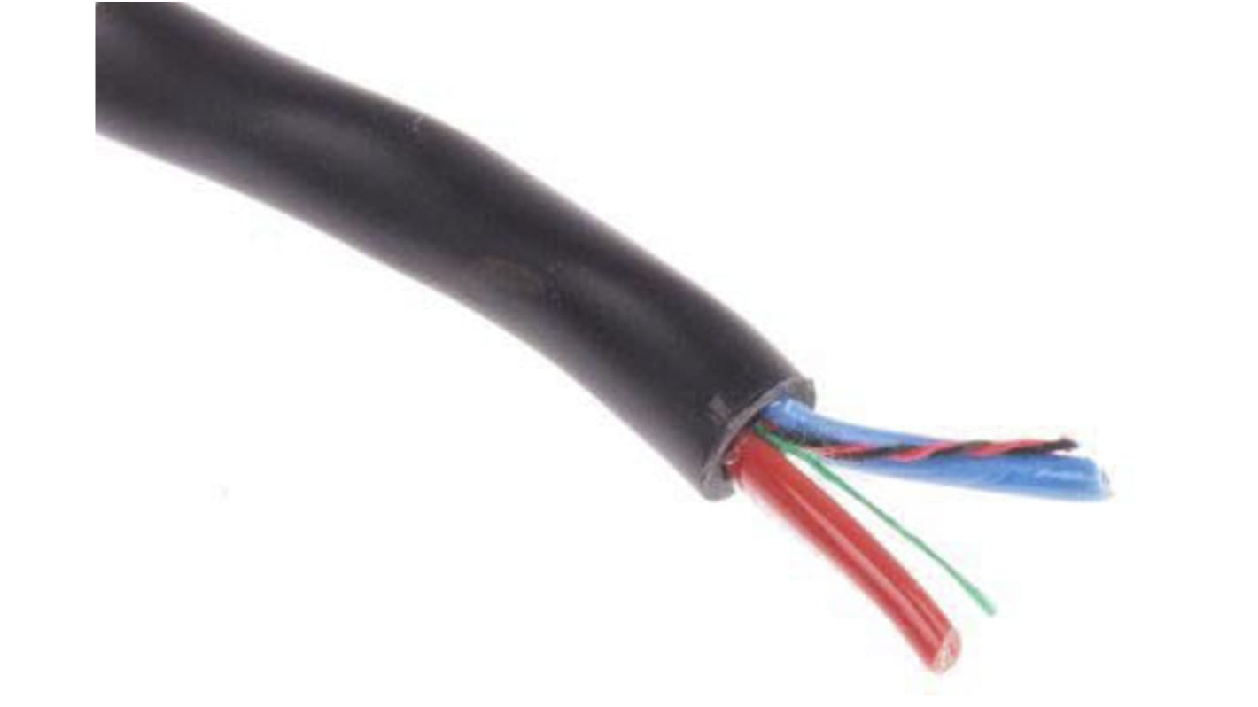 RS PRO, 100m 2 Core, Black PVC Power Cable +65°C