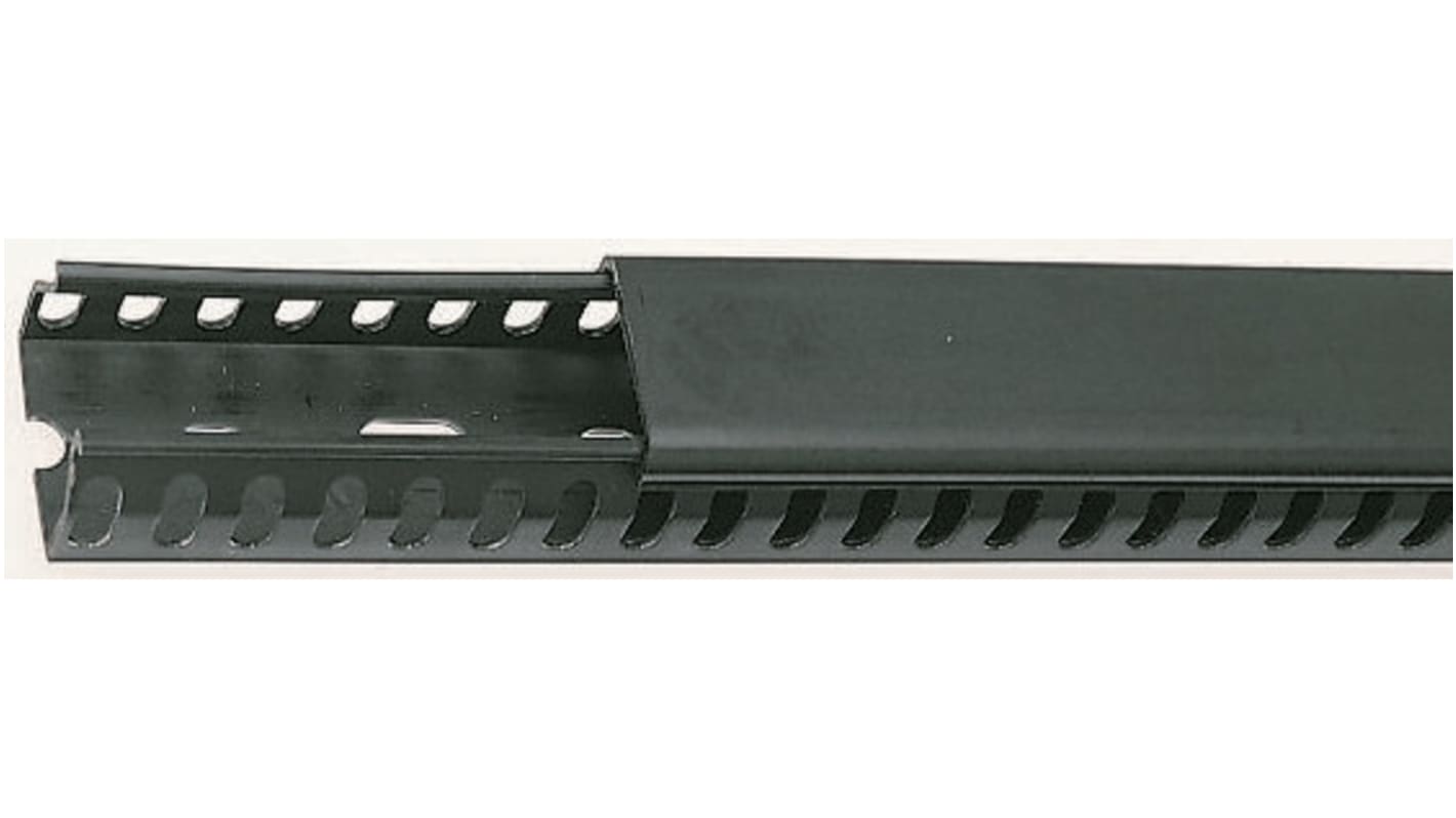 Betaduct Black Slotted Panel Trunking - Closed Slot, W25 mm x D50mm, L2m, PVC