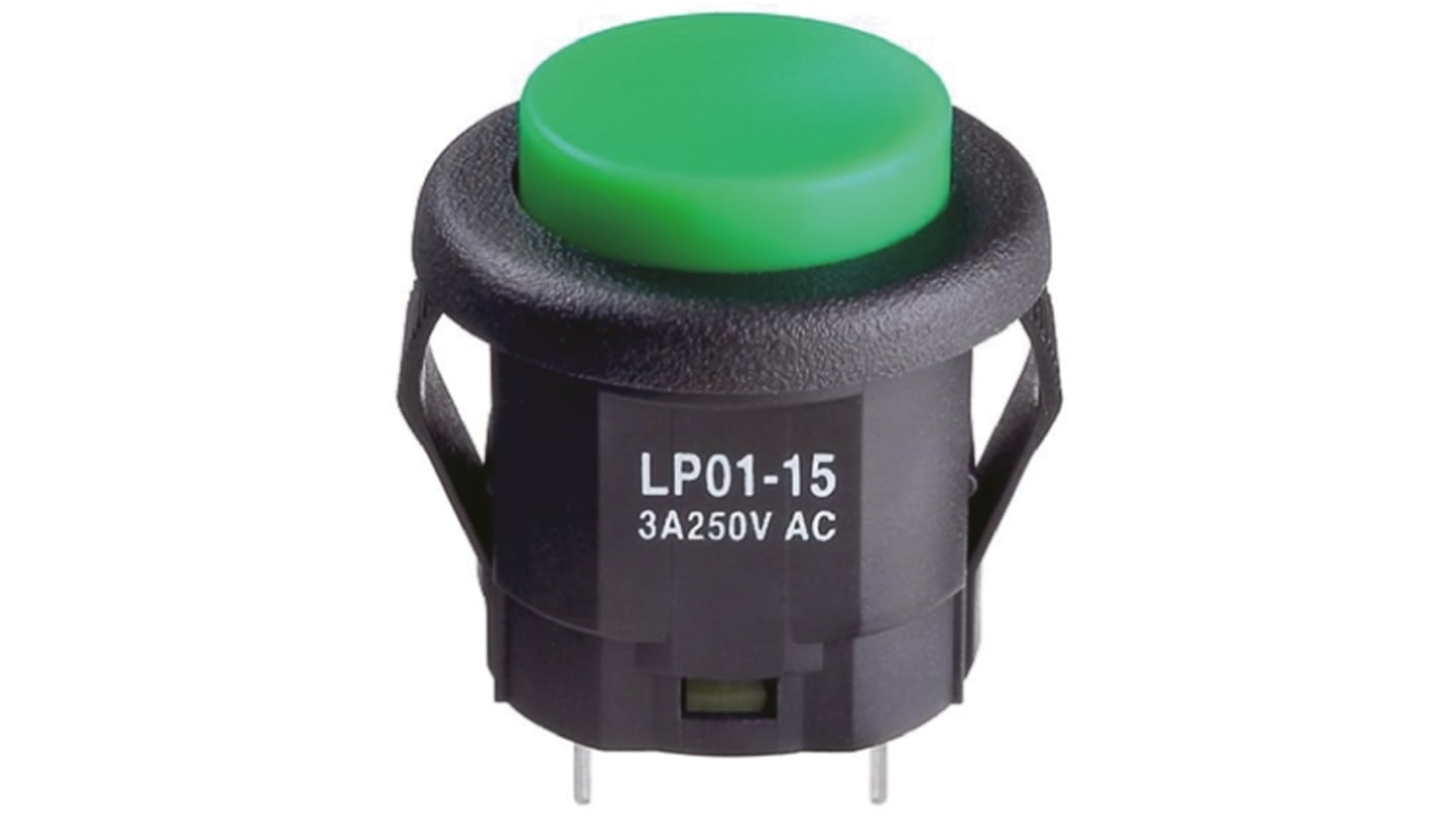 NKK Switches 押しボタンスイッチ, モーメンタリ, SPDT, 3 A @ 250 V ac、3 A @ 30 V dc, 16mm パネルマウント