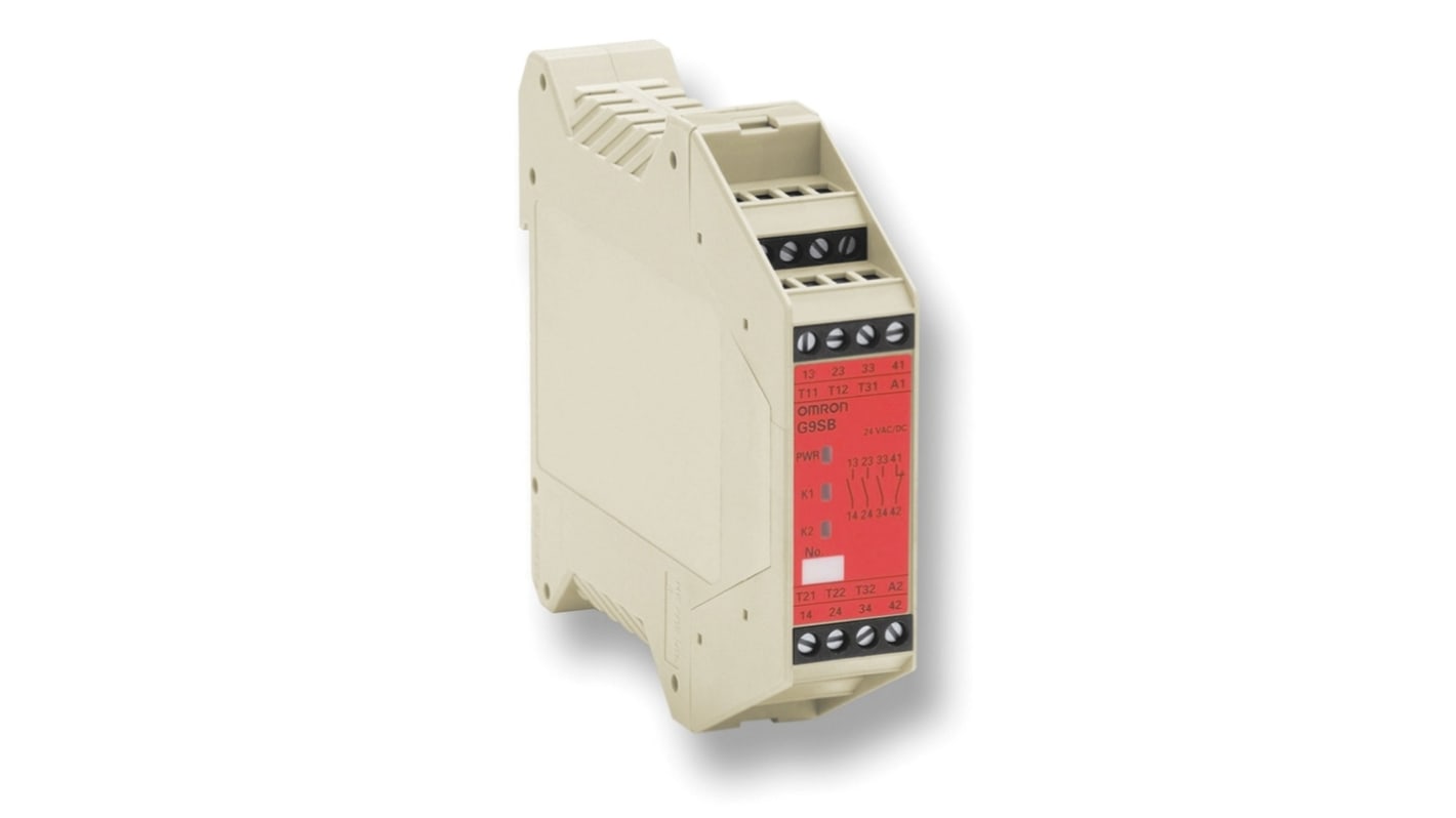 Omron 紧急停止安全继电器, 24V 交流/直流, 2安全触点, 双通道, 自动复位