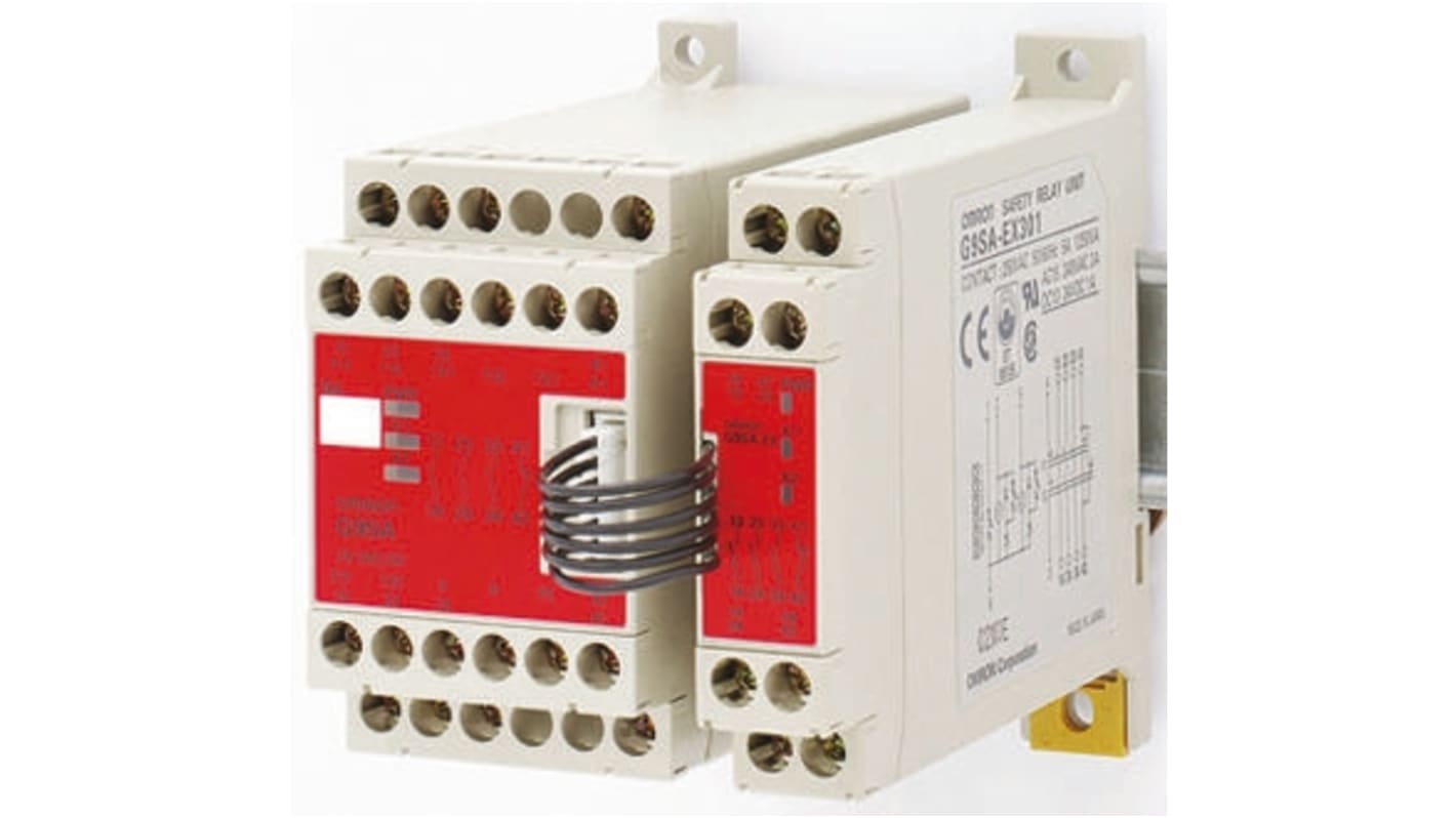 オムロン セーフティリレー, 100 → 240V ac, 安全接点:1, 緊急 オムロン セーフティリレー, 100 → 240V ac, 安全接点:1, 緊急