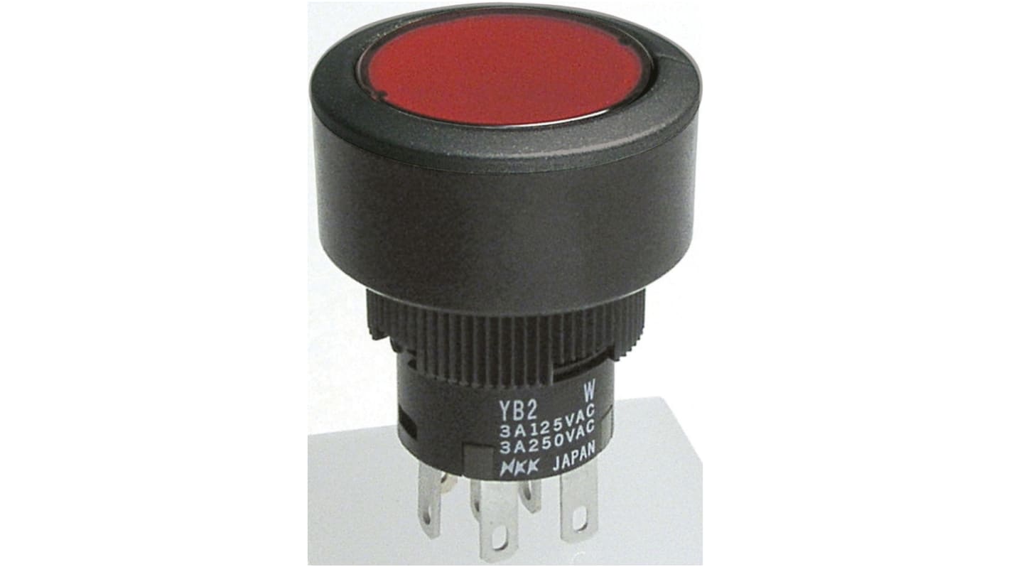 NKK Switches 押しボタンスイッチ, モーメンタリ, パネルマウント, SPDT, YB2-15CWCKS1-49RGN