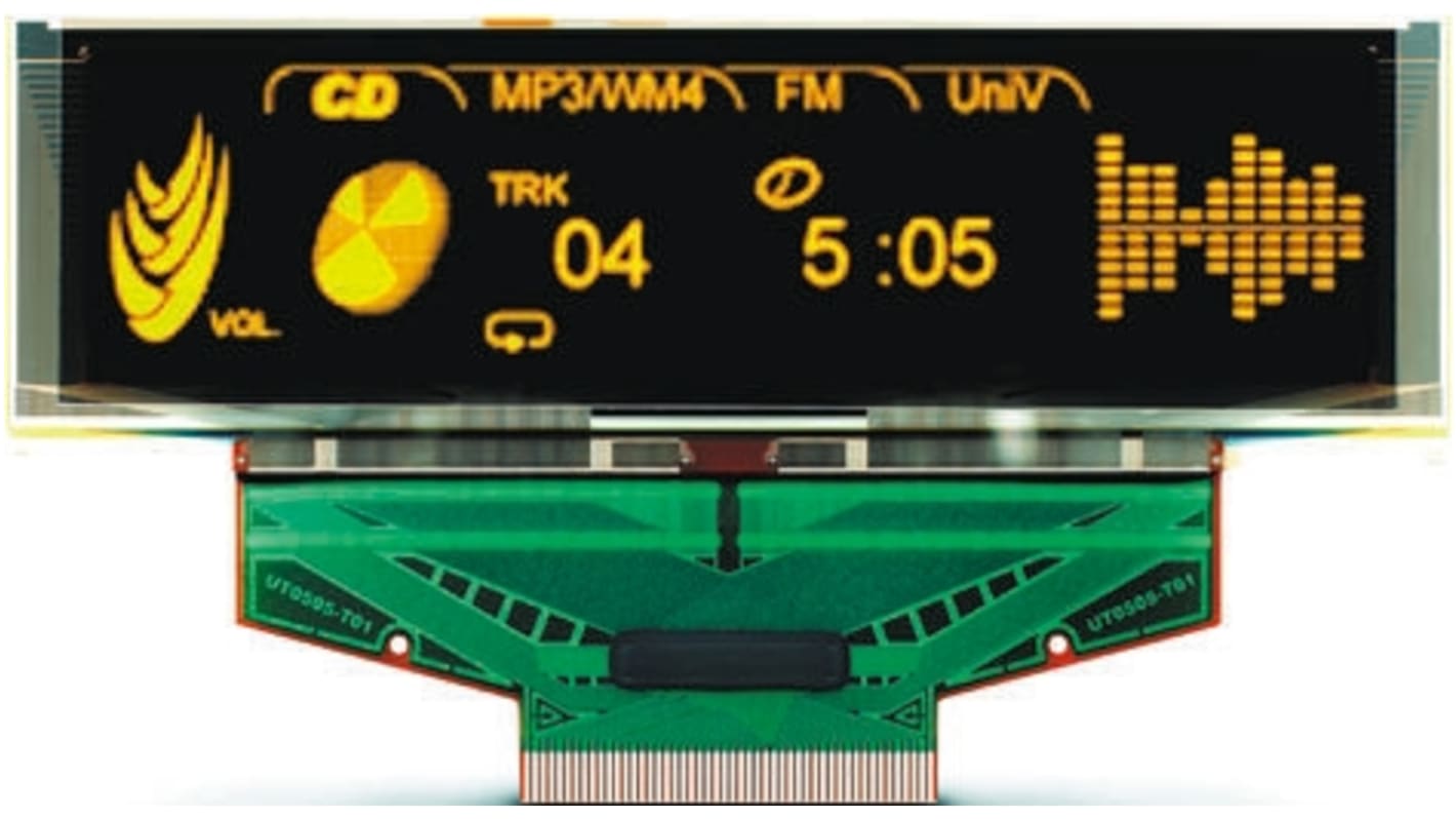 Univision 2.96in Yellow Passive matrix OLED Display 256 x 64pixels SPI Interface