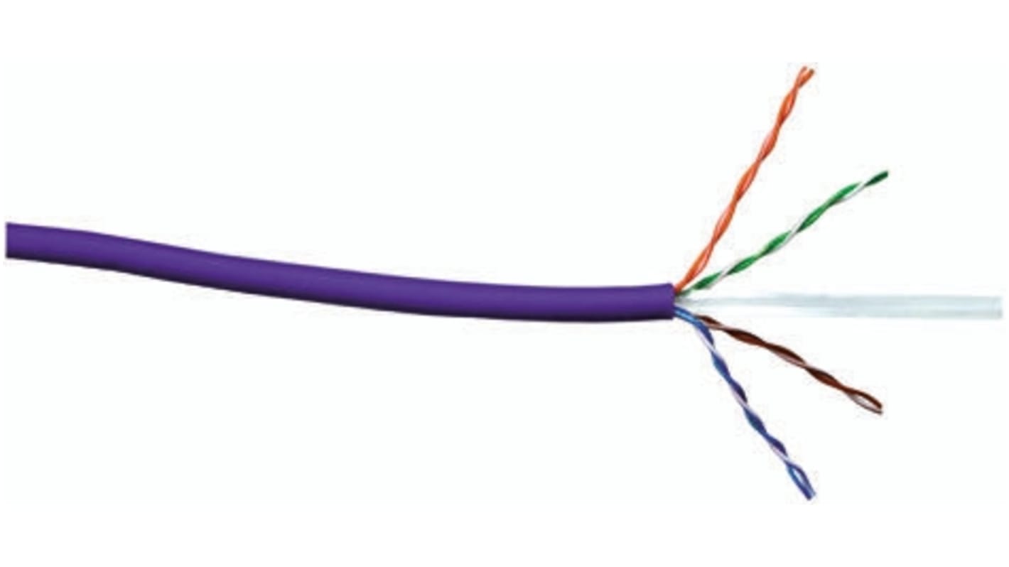 Cavo Ethernet Cat6 (U/UTP) RS PRO, guaina in LSZH col. Porpora, L. 305m, Senza terminazione