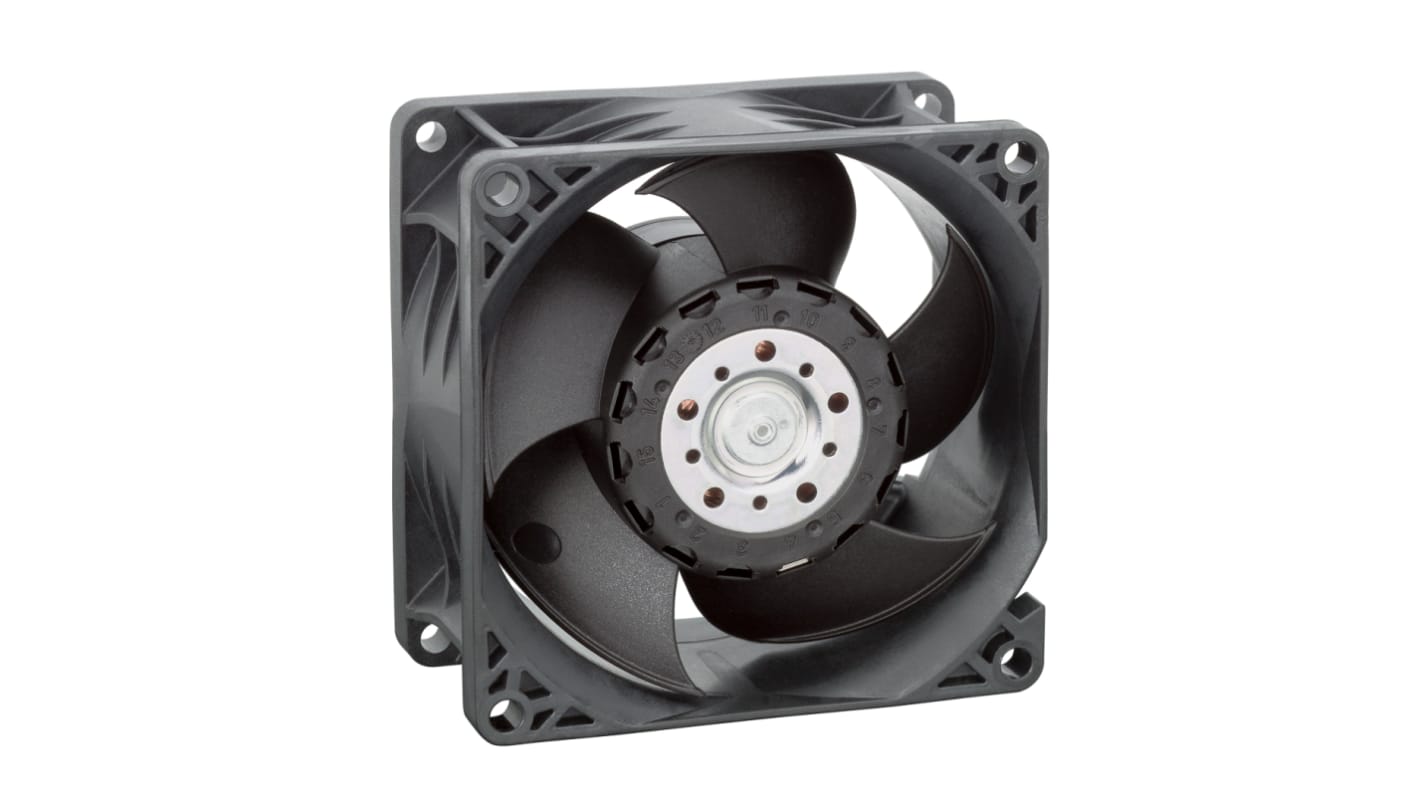 ebm-papst 8200 J Series Axial Fan, 48 V dc, DC Operation, 190.4m³/h, 25W, 80 x 80 x 38mm