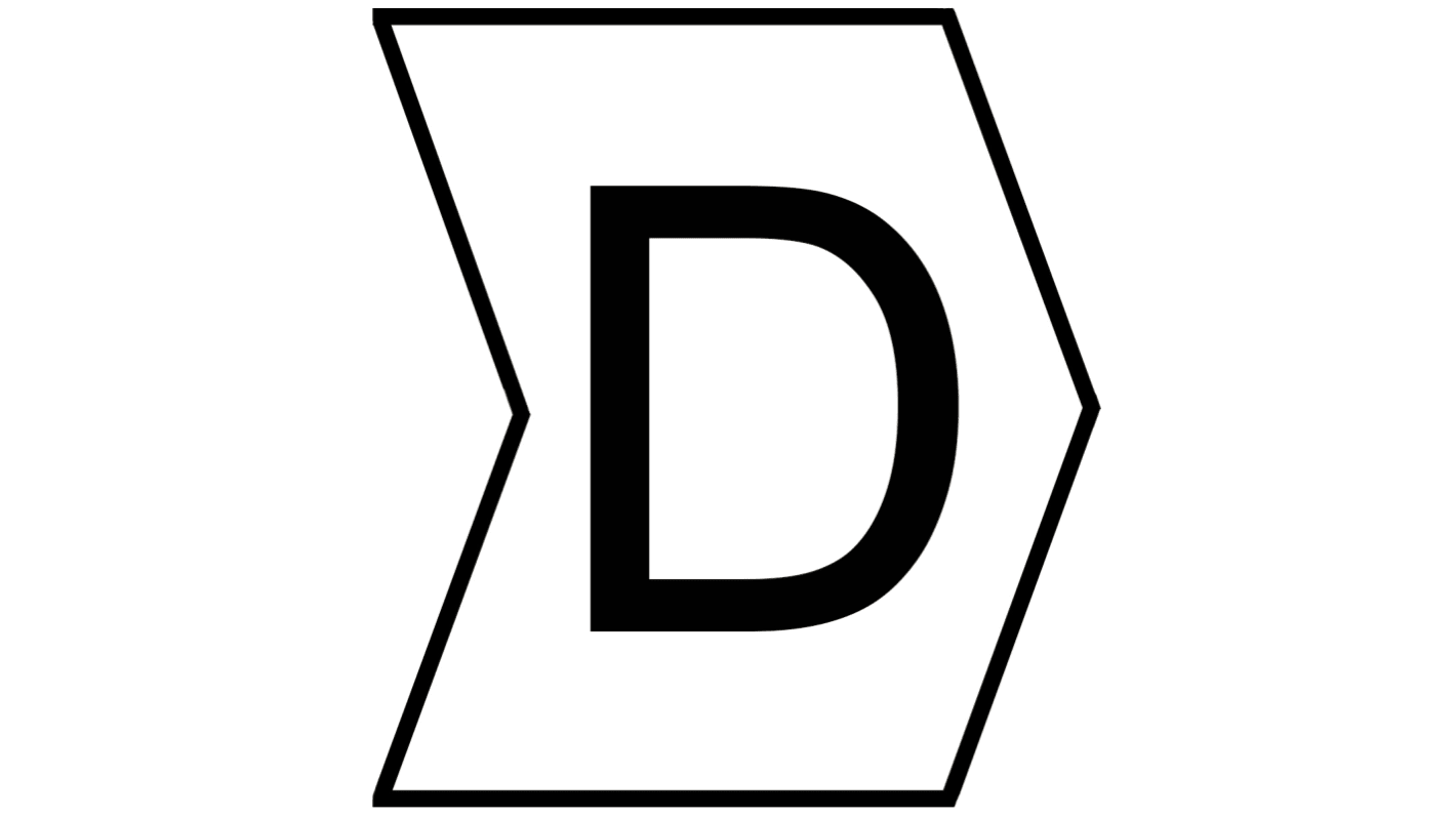 HellermannTyton Helagrip Slide On Cable Markers, Black on White, Pre-printed "D", 2 → 5mm Cable, 901-10416
