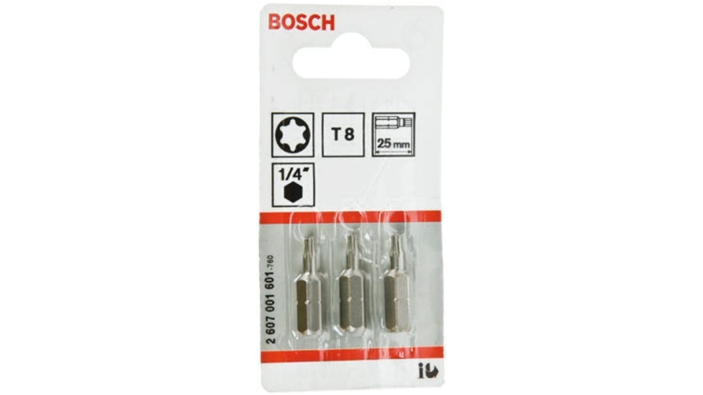 Bosch Torx Screwdriver Bit, T8 Tip, 25 mm Overall