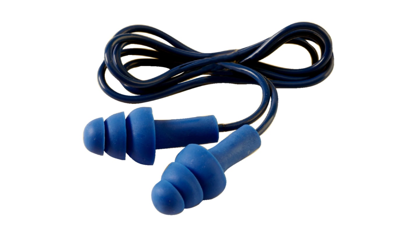 3M E.A.R Blue Reusable Corded Ear Plugs, 29dB Rated, Metal Detectable, 1 Pairs