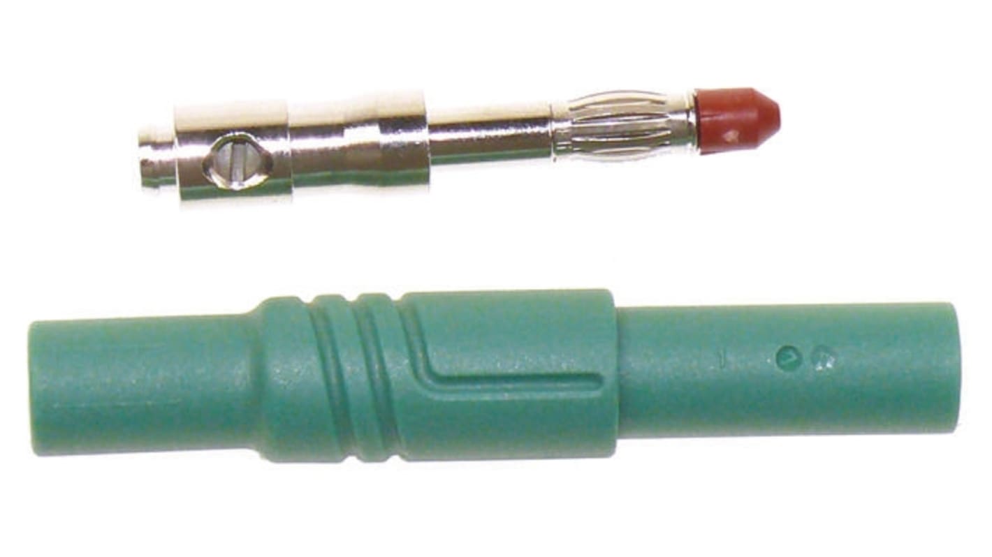 Hirschmann 4 mm Bananenstecker Grün, Kontakt vernickelt, 1000V ac/dc / 24A, Schraubanschluss