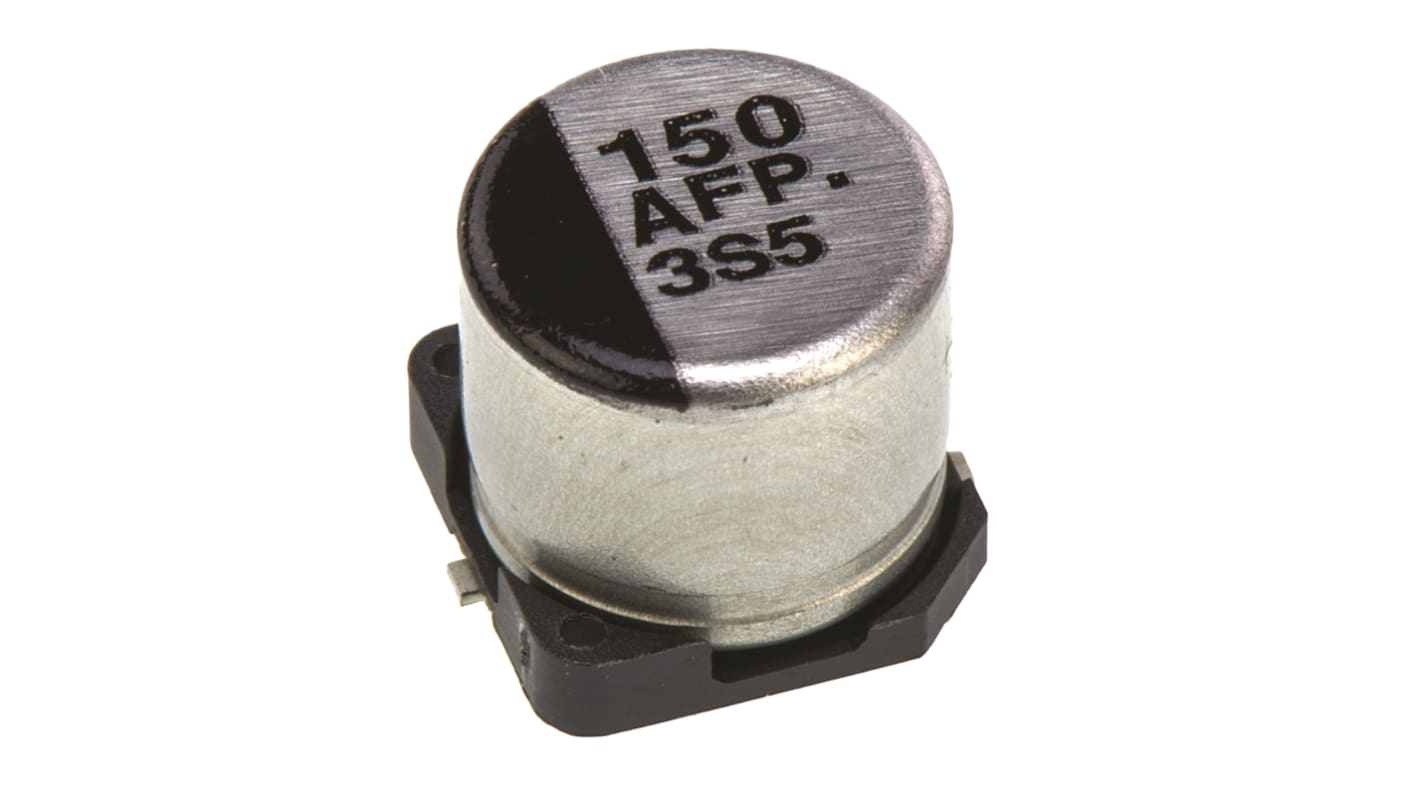 Condensatore Panasonic, serie FP SMD, 150μF, 10V cc, ±20%, +105°C, SMD