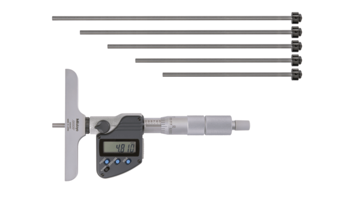 Mitutoyo 329-350-30 150mm  Imperial & Metric Depth Gauge, Stainless Steel, 500g