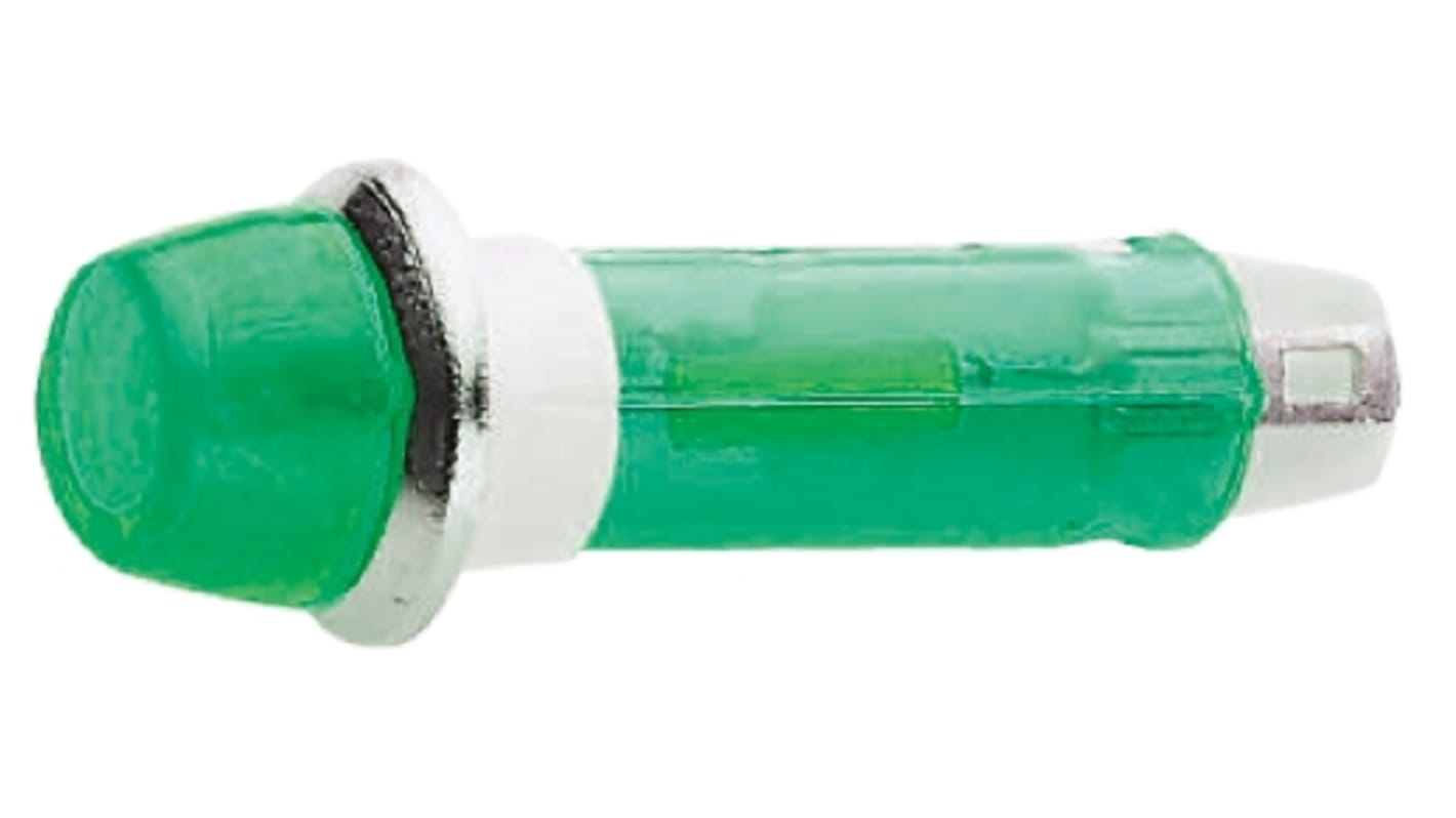 CAMDENBOSS Green Panel Mount Indicator, 240V, 8mm Mounting Hole Size, Solder Tab Termination