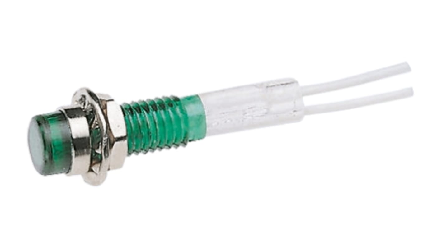 CAMDENBOSS Green Panel Mount Indicator, 6V, 6.4mm Mounting Hole Size, Lead Wires Termination