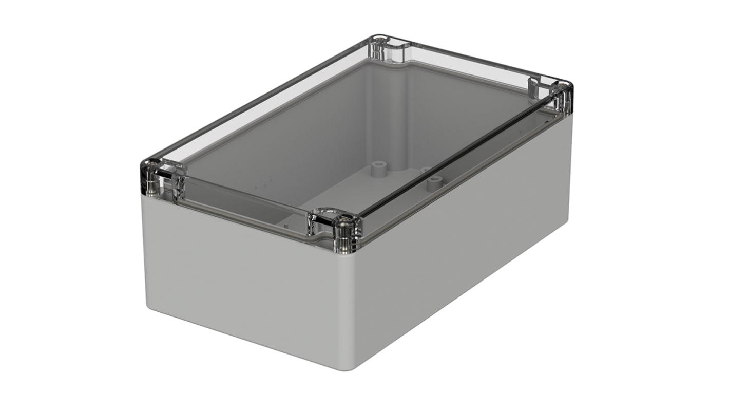 Bopla Euromas Series Grey Polycarbonate Enclosure, IP66, Flanged, Transparent Lid, 200 x 120 x 75mm