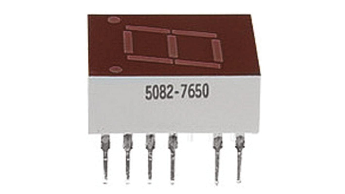 5082-7650-DE000 Broadcom 7-Segment LED Display, CA Red 1115 μcd LH DP 10.9mm