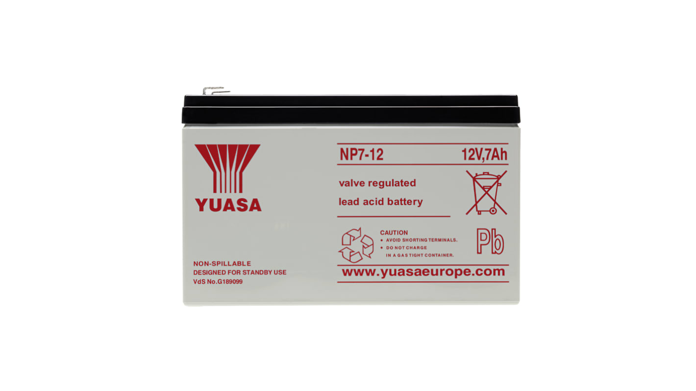Batería de plomo ácido, 12V 7Ah, VRLA AGM, terminales Faston 4,8 mm