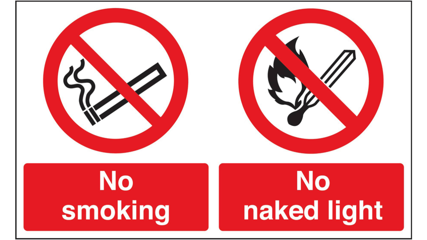 Vinyl No Smoking Prohibition Sign, No Naked Light, No Smoking, English