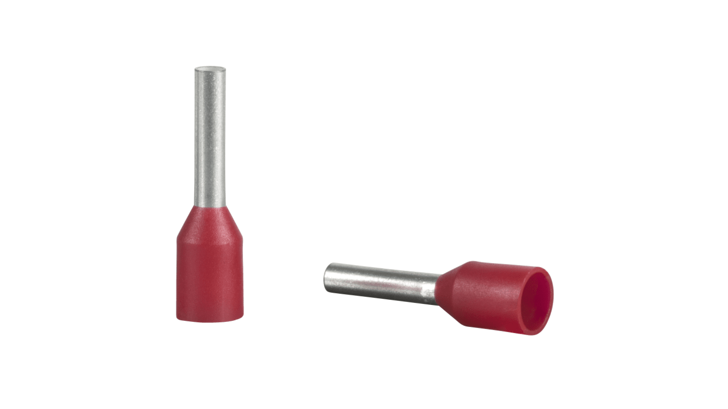 Schneider Electric, Linergy DZ5 Insulated Cable End, 16mm Pin Length, 8.7mm Pin Diameter, Red