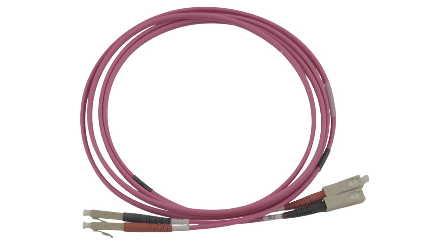 CAE Multimedia Connect LC, SC to LC, SC Duplex Multi Mode OM3 Optical Patch Cord, 50μm, Yellow, 1m