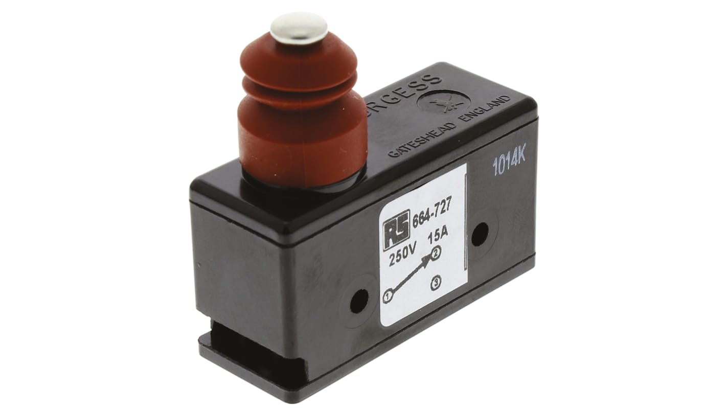 Microinterruptor, Émbolo SPDT 15 A a 250 Vac
