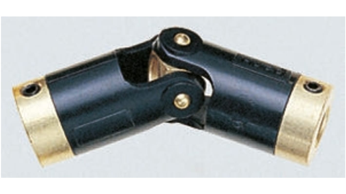 Huco 黄铜制万向节, 单接头, 1/4 x 1/4in孔径, 总长46.2mm