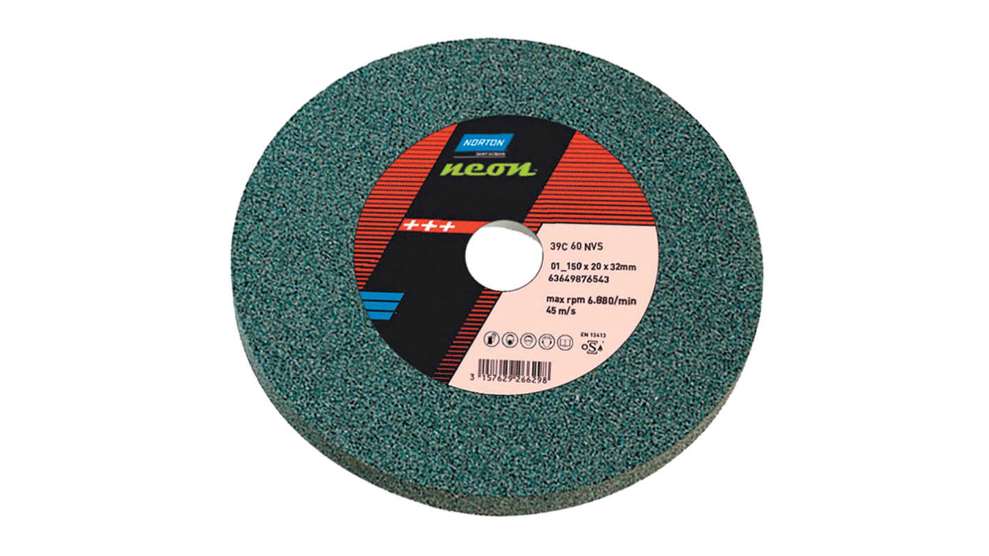 Norton NEON Silicon Carbide Grinding Wheel, 150mm Diameter, P80 Grit