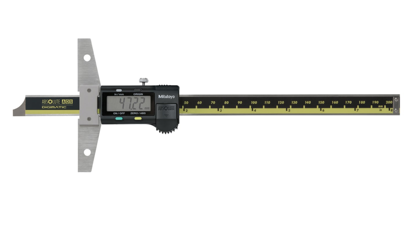 Mitutoyo 571-212-30 200mm  Imperial & Metric Depth Gauge, Stainless Steel
