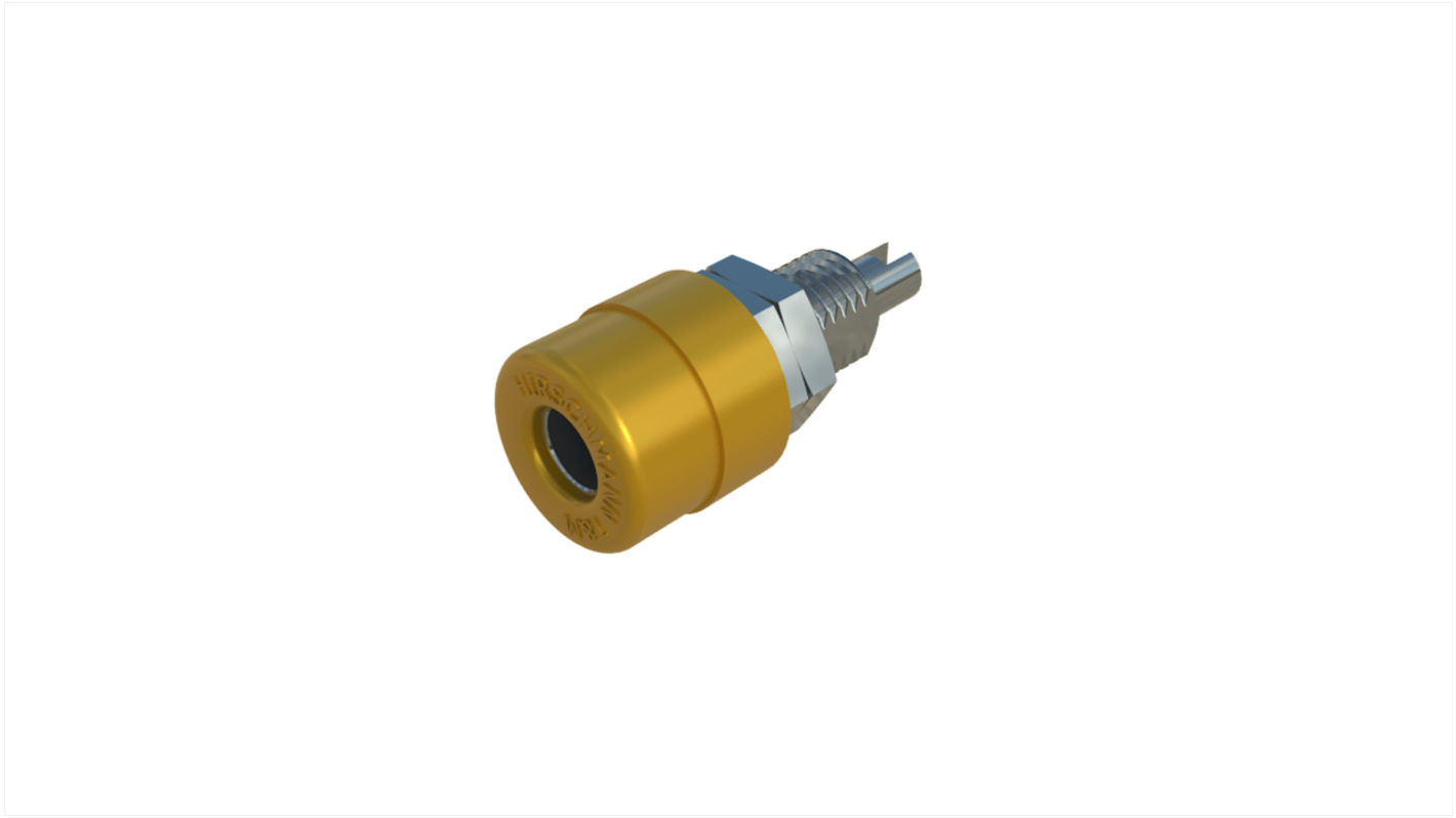 Hirschmann Test & Measurement Yellow Female Banana Socket, 4 mm Connector, Solder Termination, 32A, 30 V ac, 60V dc,