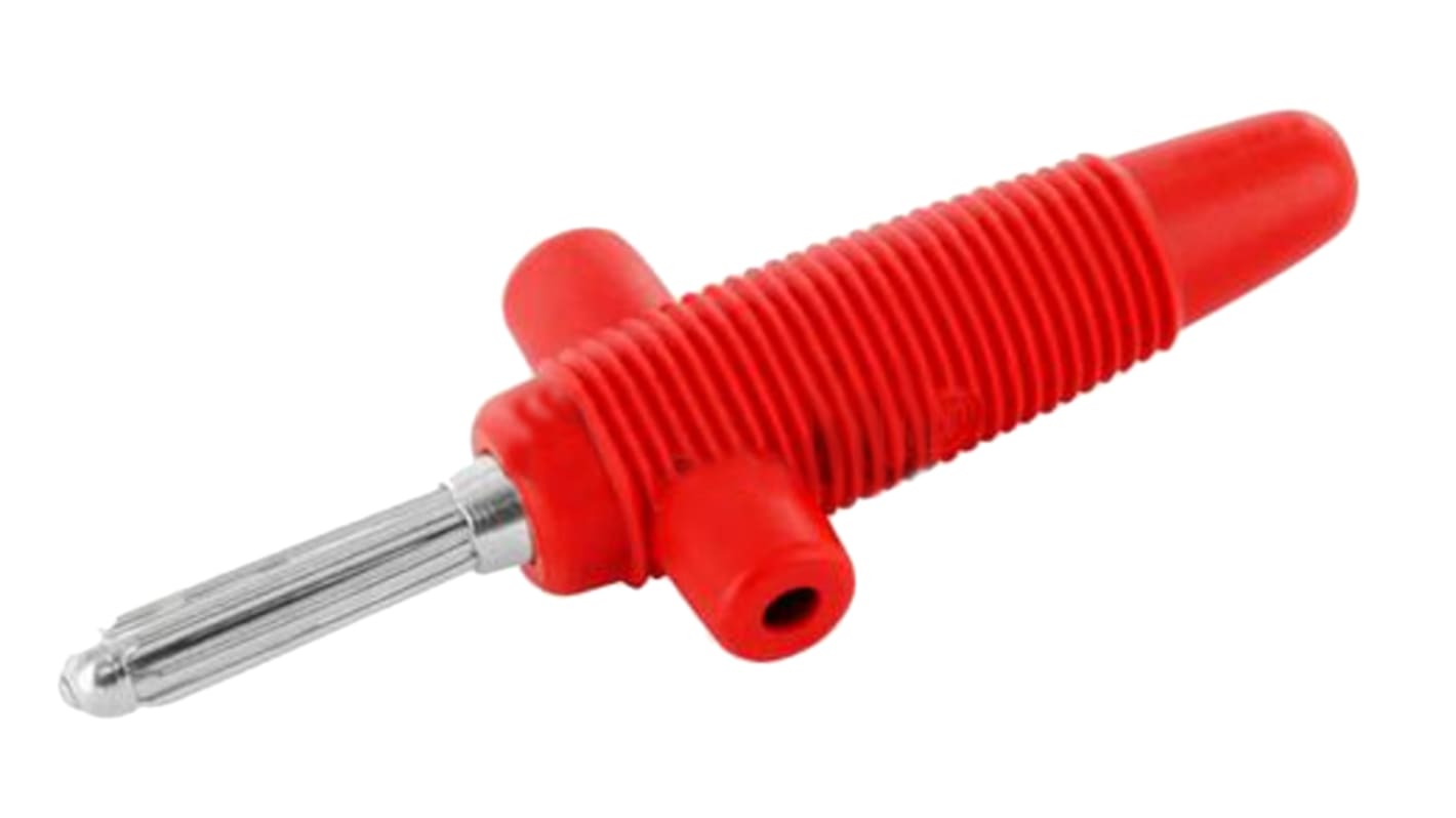 Hirschmann Test & Measurement Red Male Banana Plug, 4 mm Connector, Solder Termination, 30A, 60V dc, Nickel Plating